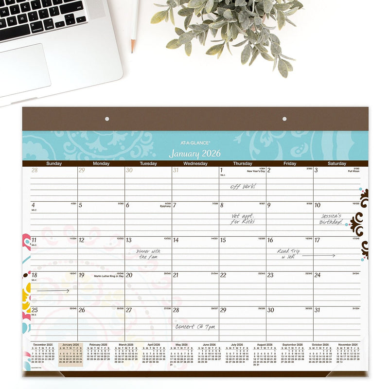 2026 AT-A-GLANCE Suzani 21.75" x 17" Monthly Desk Pad Calendar (SK17-704-26)