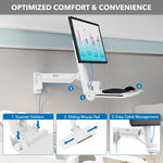 Mount-It! MedHub Wall Mounted, Flexible Workstation for Monitors up to 35", Matte White (MI-16001)