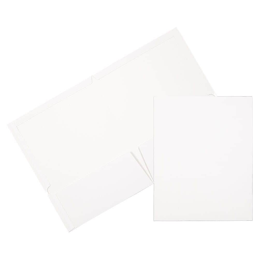JAM Paper Glossy 2 Pocket Presentation Folder, White, 6/Pack (385GWHA)