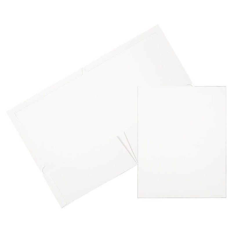 JAM Paper Glossy 2 Pocket Presentation Folder, White, 6/Pack (385GWHA)