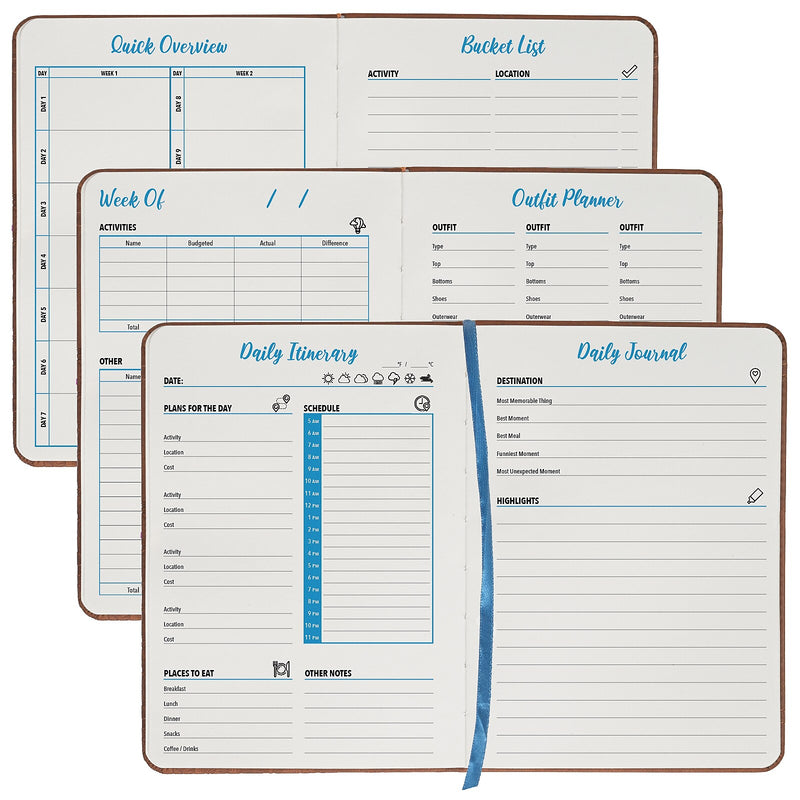 Global Printed Products Travel 5" x 7" Planner, Paperboard Cover, Brown (GPP-0119-A)
