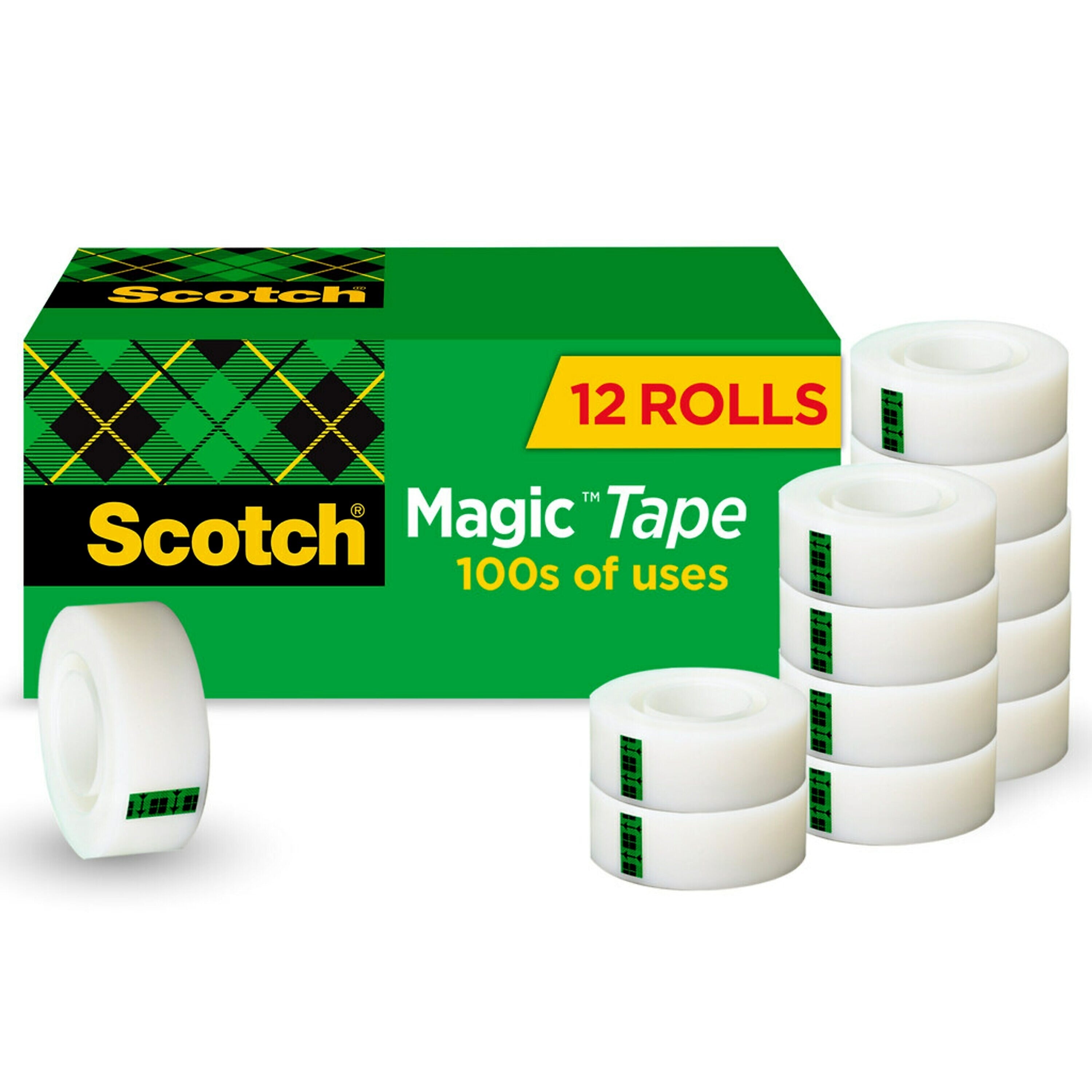 Scotch Magic Invisible Tape, 0.75" x 27.7 yds., 12 Rolls/Pack (810K-12-CP)