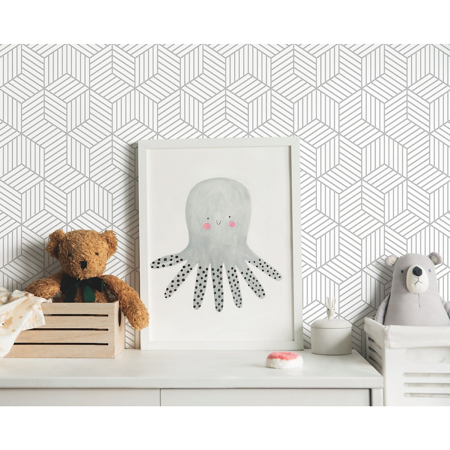 York Wallcoverings Stripped Hexagon Peel and Stick Wallpaper (RMK10705WP)