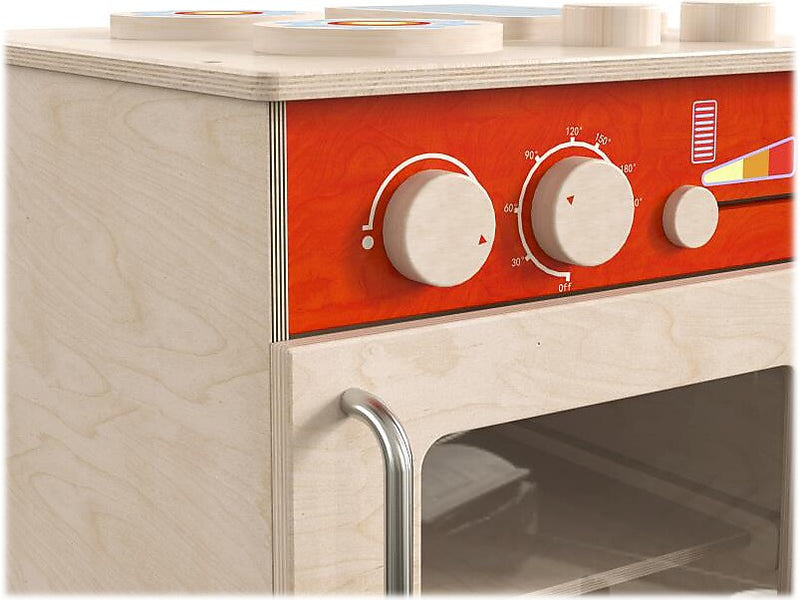 Flash Furniture Bright Beginnings Children's Kitchen Stove with Integrated Storage, Brown/Red (MK-ME03522-GG)