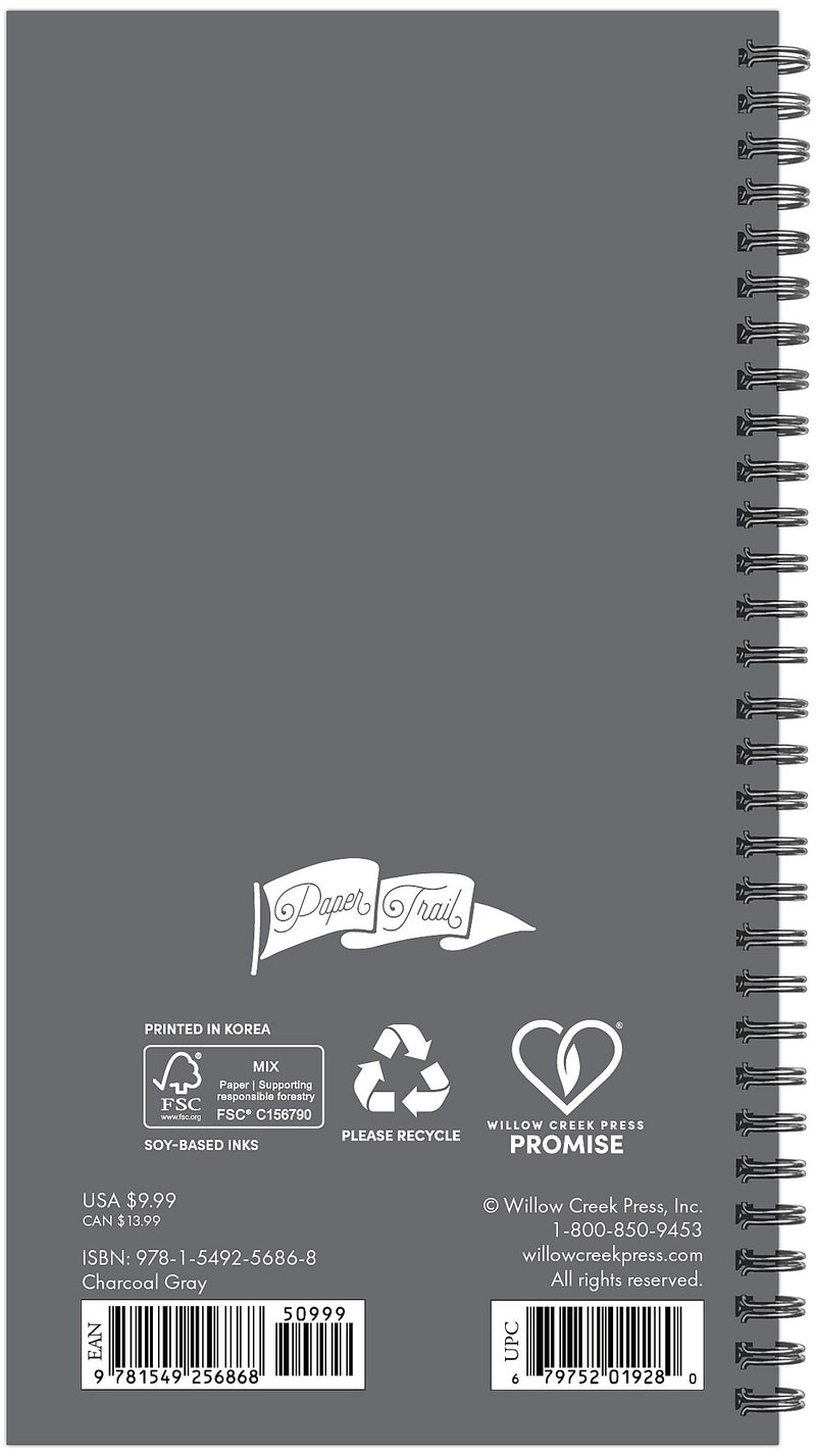 2025-2026 Willow Creek 3.5" x 6.5" Academic Year Weekly & Monthly Planner, Charcoal Gray (56868)