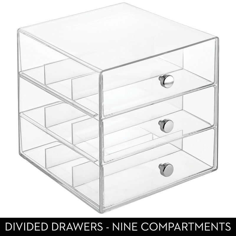 iDESIGN Stackable Storage Drawer, 3 Drawers, Plastic, Clear, 2/Pack (29094M2)