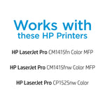 HP 128A Cyan/Magenta/Yellow Standard Yield Toner Cartridge, 3/Pack (CF371AM)