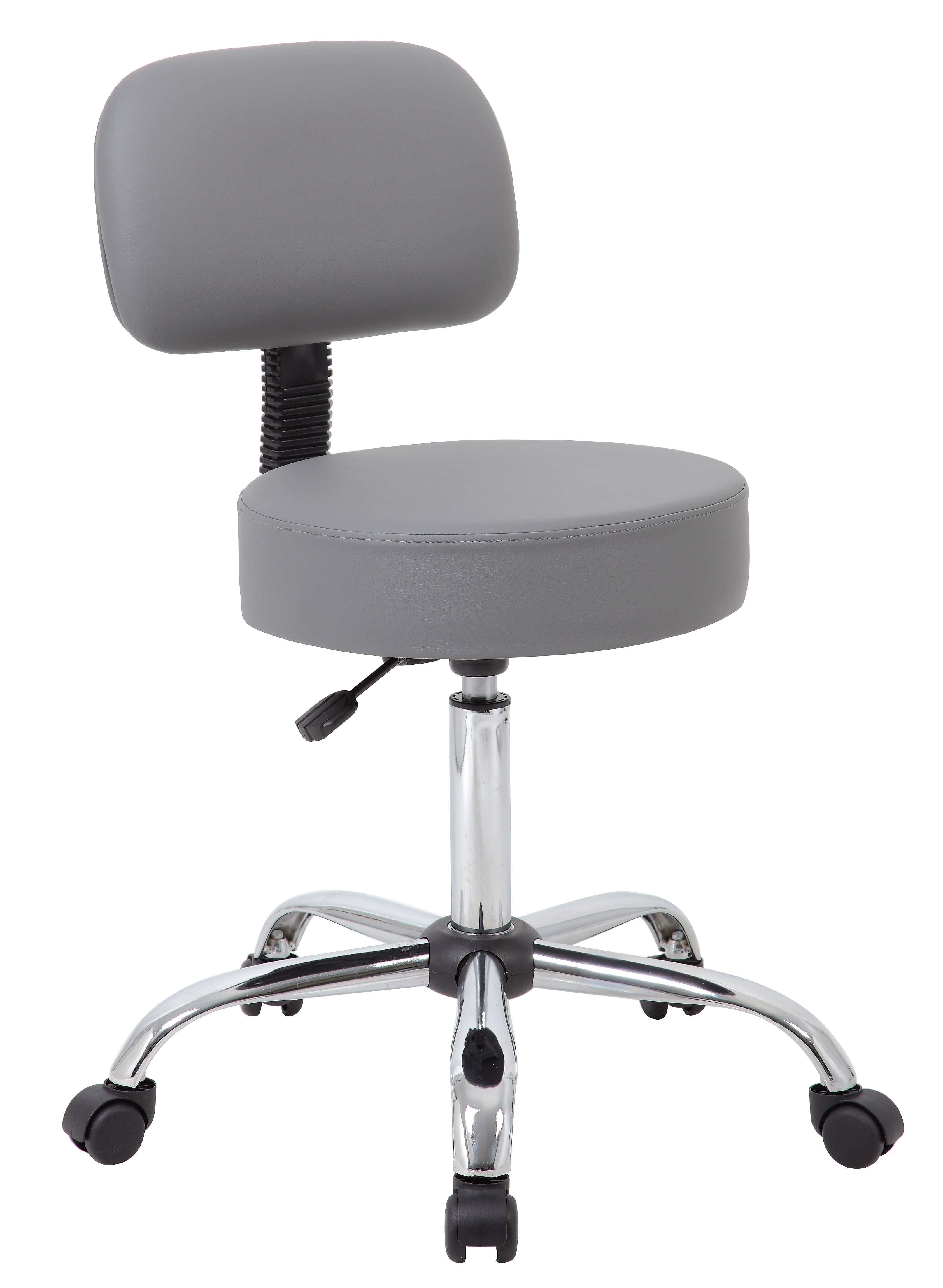 Boss Caressoft Armless Medical Stool with Backrest, Gray (B245-GY)