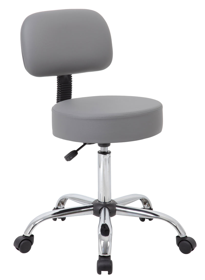 Boss Caressoft Armless Medical Stool with Backrest, Gray (B245-GY)