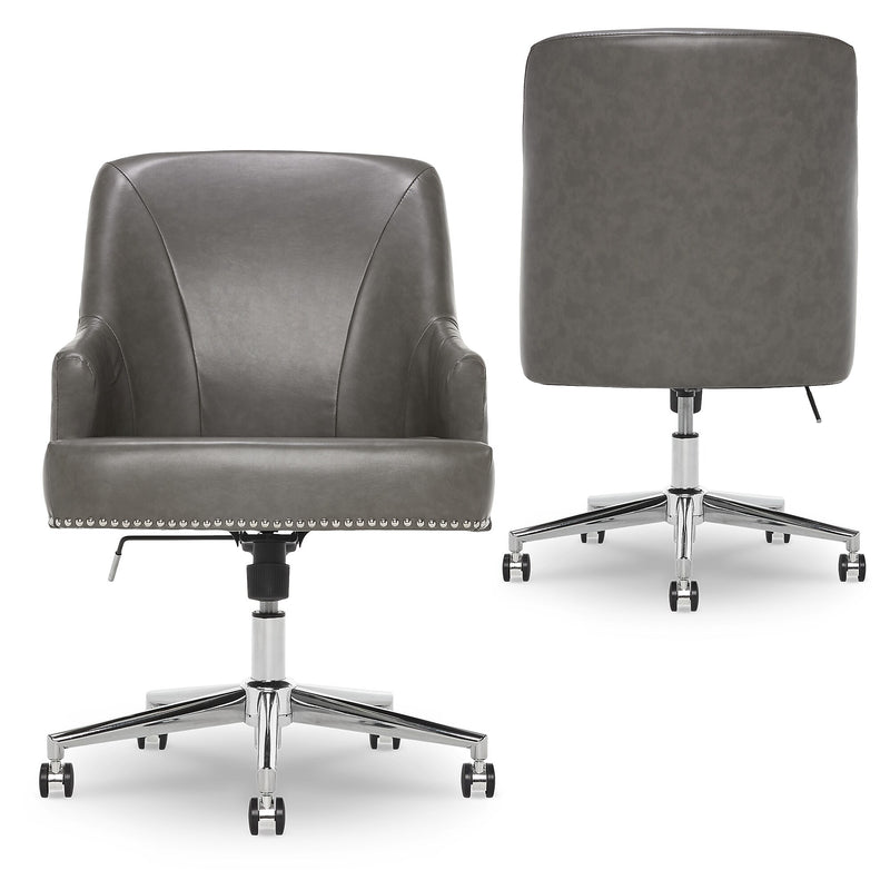 Serta Style Leighton Faux Leather Swivel Home Office Chair, Gray (47925G)