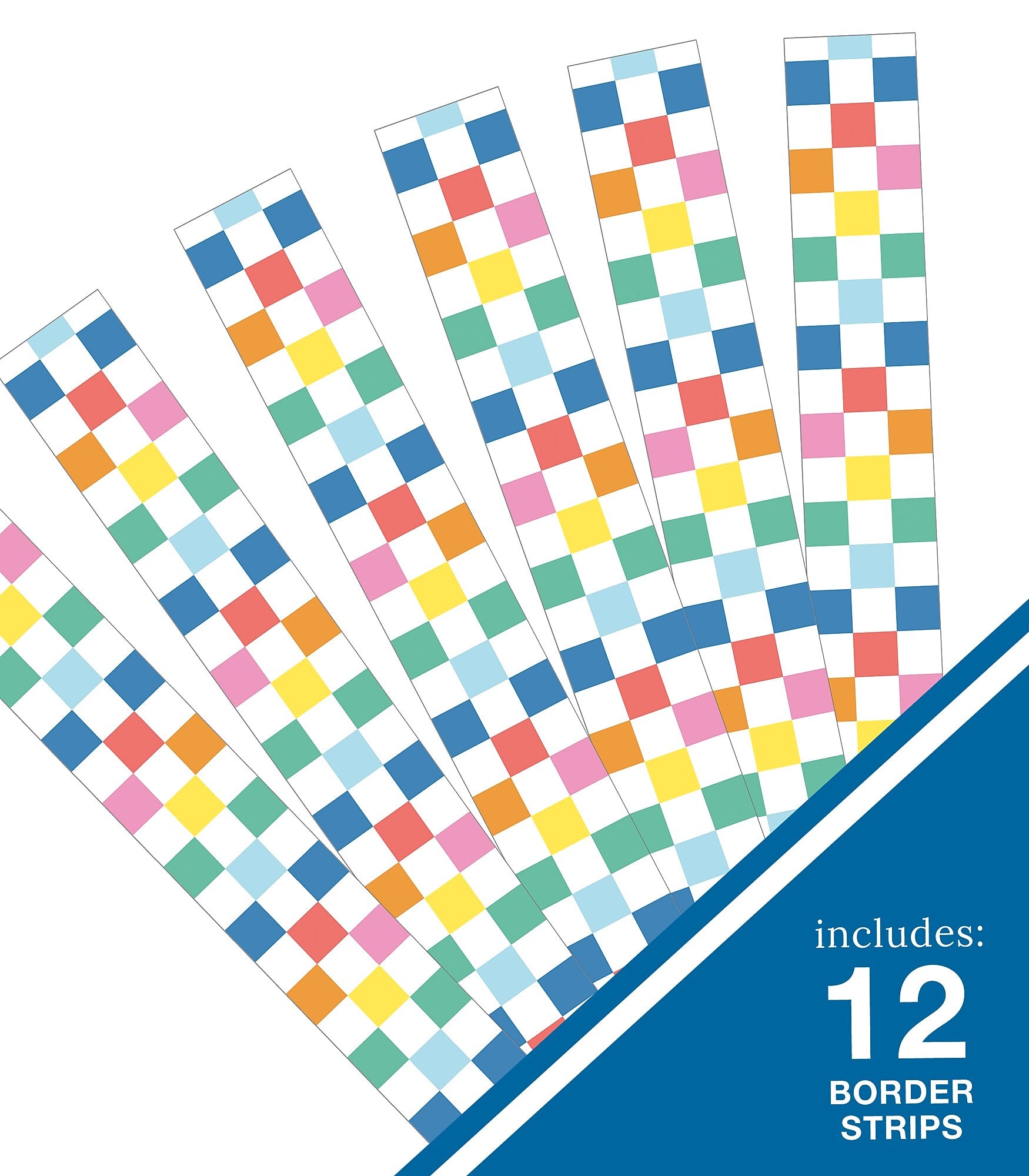 Carson Dellosa We Stick Together Straight Borders 3" x 3', Checkered Rainbow, 12/Pack (108521)