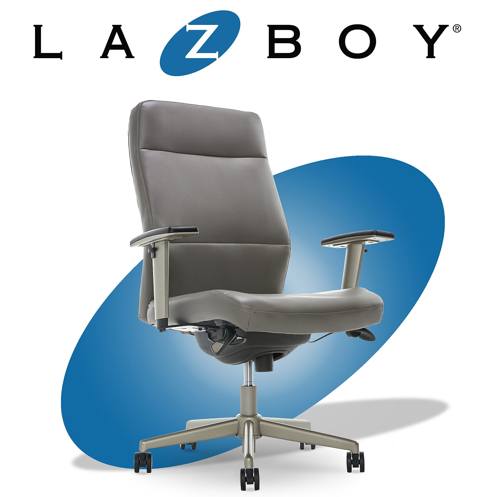 La-Z-Boy Baylor Ergonomic Faux Leather Swivel Executive Chair, Gray (CHR10085C)