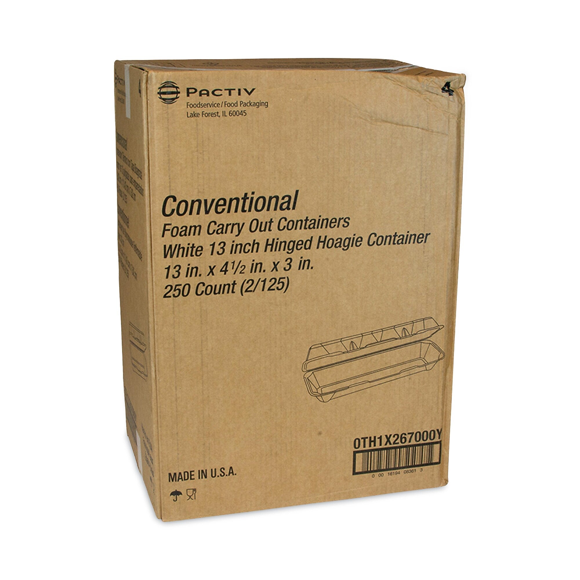 CONTAINER,13" HOAGIE,WH