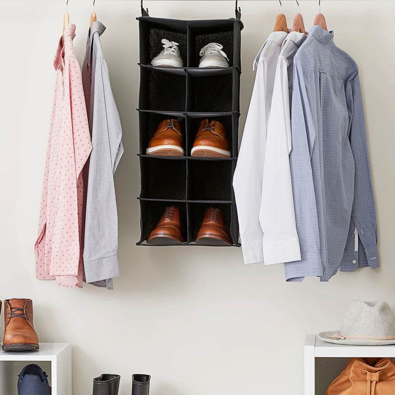 Household Essentials Hanging Shoe Organizer with 10 Pockets, Black (7610-1)