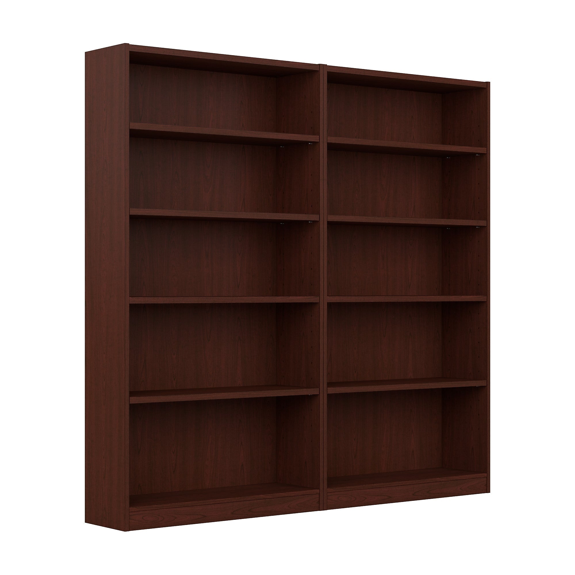 Bush Furniture Universal 72"H 5-Shelf Bookcase with Adjustable Shelves, Vogue Cherry, 2/Set (UB003VC)