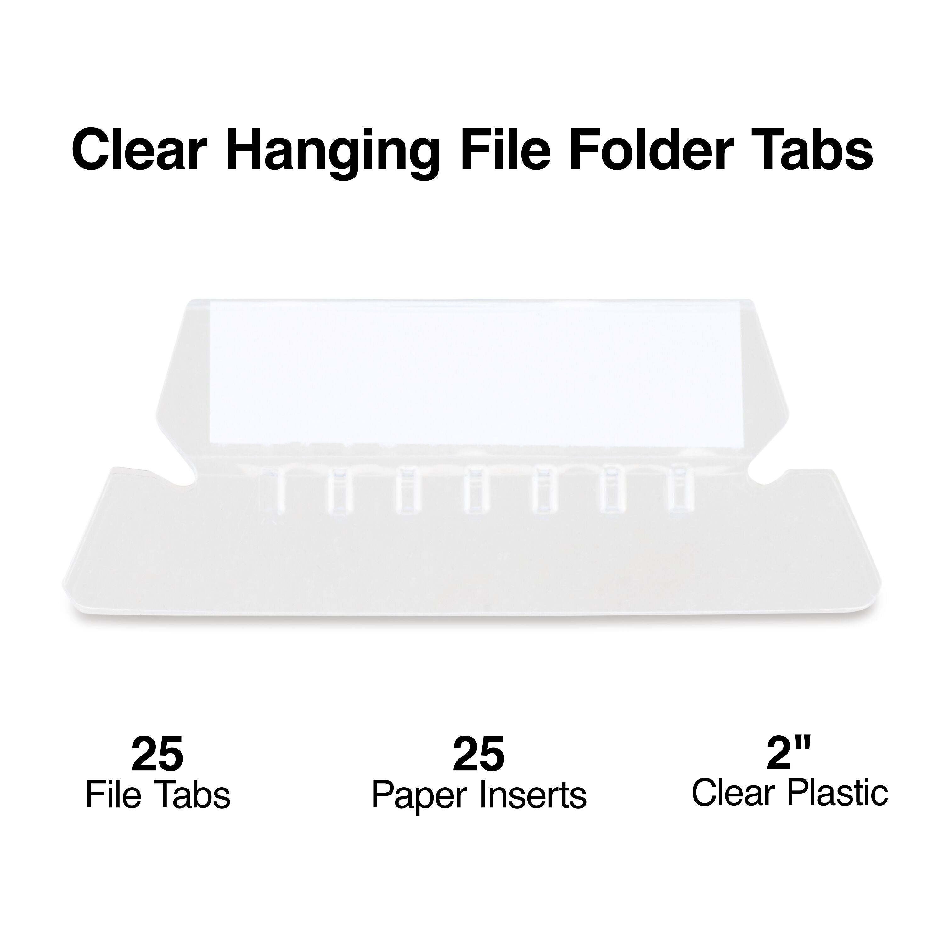 Staples® Hanging File Folder Tabs, Clear, 25/Pack (ST117796-CC)