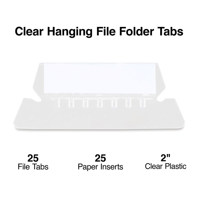 Staples® Hanging File Folder Tabs, Clear, 25/Pack (ST117796-CC)