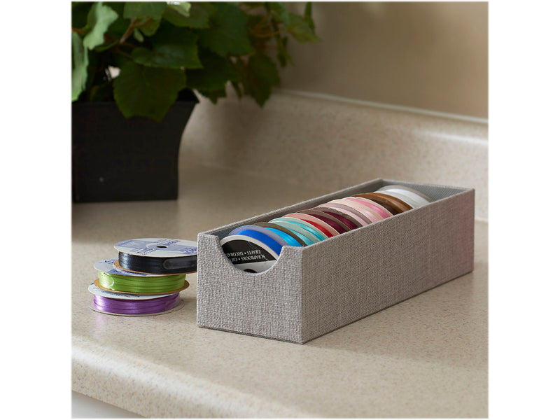 Household Essentials 1-Compartment Cardboard/Poly Linen/Nonwoven PP Drawer Organizer, Gray (725-1)