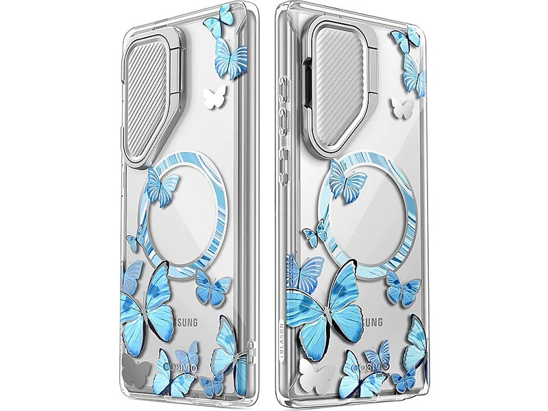 i-Blason Cosmo Clear BlueFly MagSafe Bumper Case for Samsung Galaxy S24 Ultra, Shock Absorbing, Clear/Blue (GS24UCOSMOSPBFY)