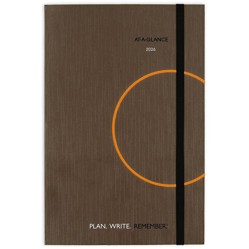 2026 AT-A-GLANCE Plan. Write. Remember. 5" x 8.25" Daily Planner, Paperboard Cover, Brown/Orange (70-6201-30-26)