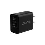 CODi 20W Dual Port Wall Charger, USB-C & USB-A Outputs, Black (A01102)