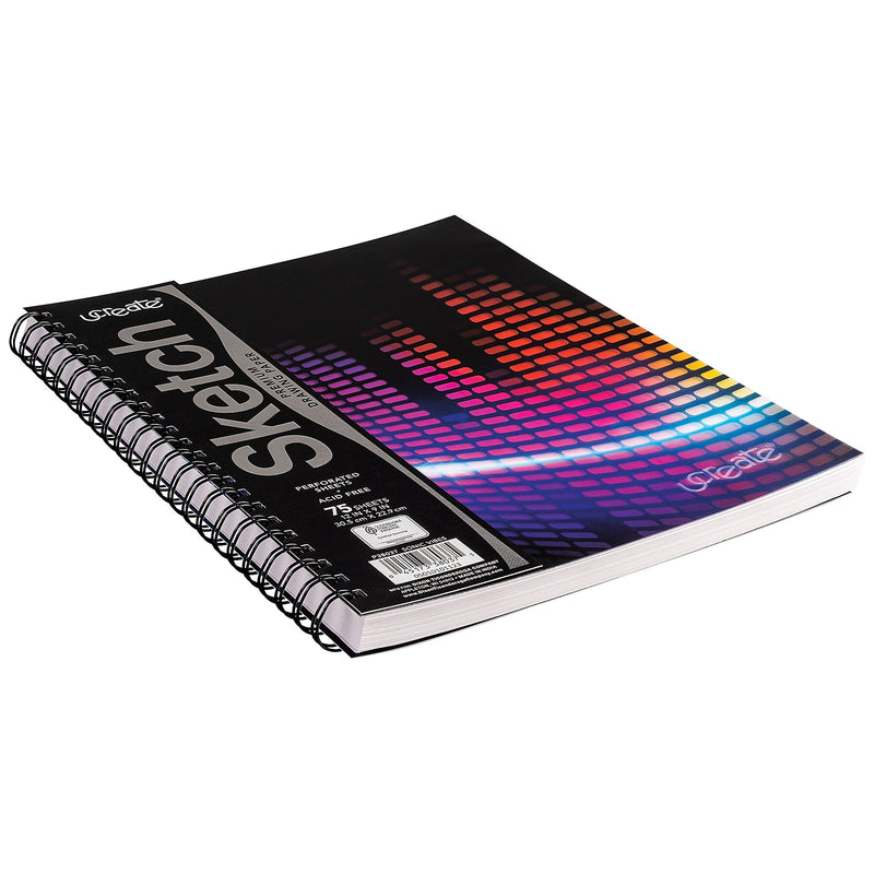 uCreate 9" x 12" Wire Bound Sketch Book, 75 Sheets/Book, 3 Books/Bundle (PAC38037-3)