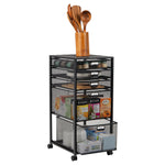 Mind Reader 5-Drawer Multipurpose Rolling Storage Utility Cart with Wheels, Metal, Black (5TWHEEL-BLK)