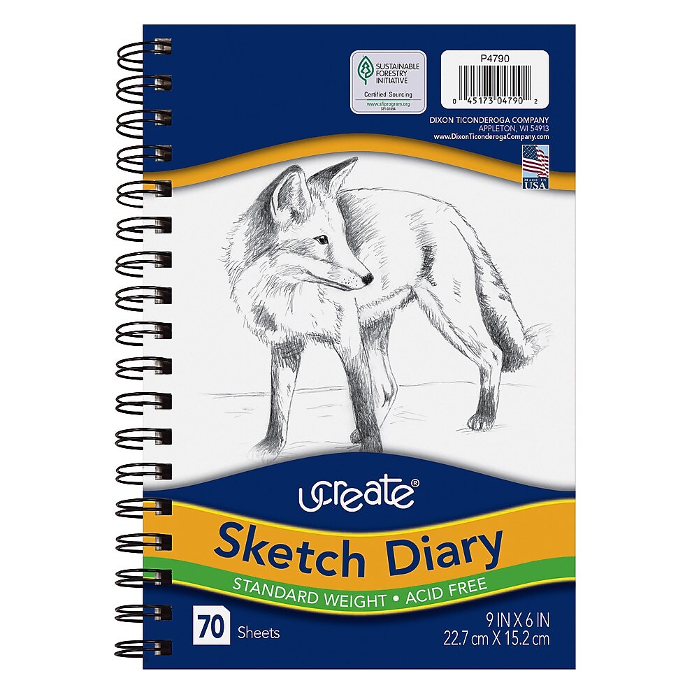 Pacon Art 1st Sketch Diary, 9" x 6", White, 70 Sheets/Pad (4790)