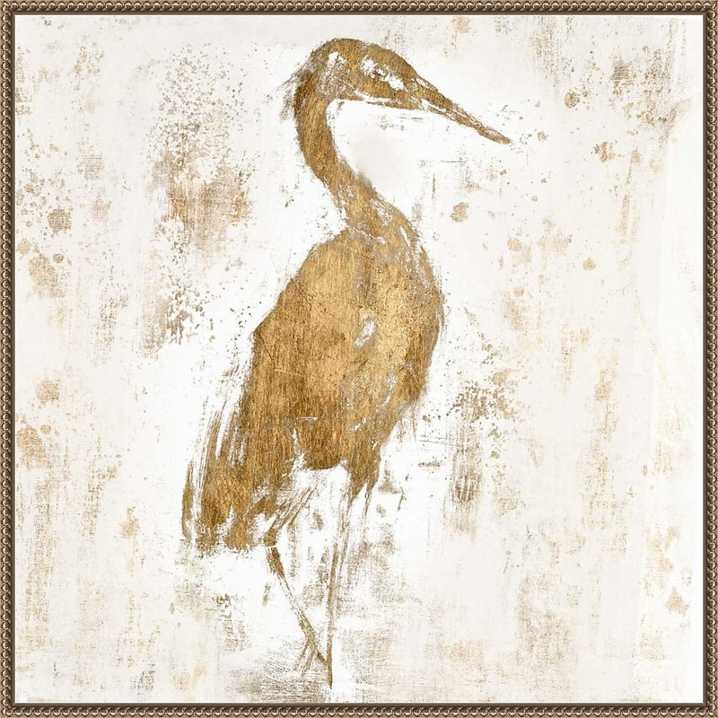 Amanti Art Gilded Heron I by Jennifer Goldberger Framed Canvas Wall Art Print, 30" x 30" (A42678302618)