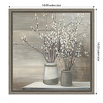 Amanti Art Pussy Willow Still Life Gray Pots Crop by Julia Purinton Framed Canvas Wall Art Print, 16" x 16" (A42674079000)