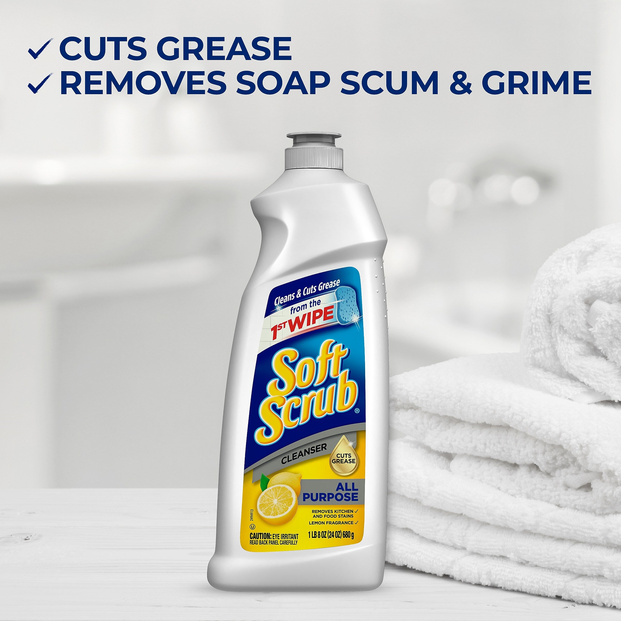 Soft Scrub Cleanser Lemon, 24 oz., 8/Carton (DIA07224)