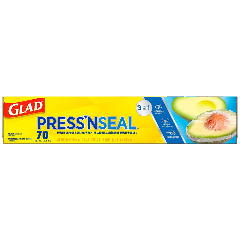 Glad Press'n Seal Plastic Food Wrap, 70 Sq. Ft. Roll, 12 Boxes/Carton (70441)
