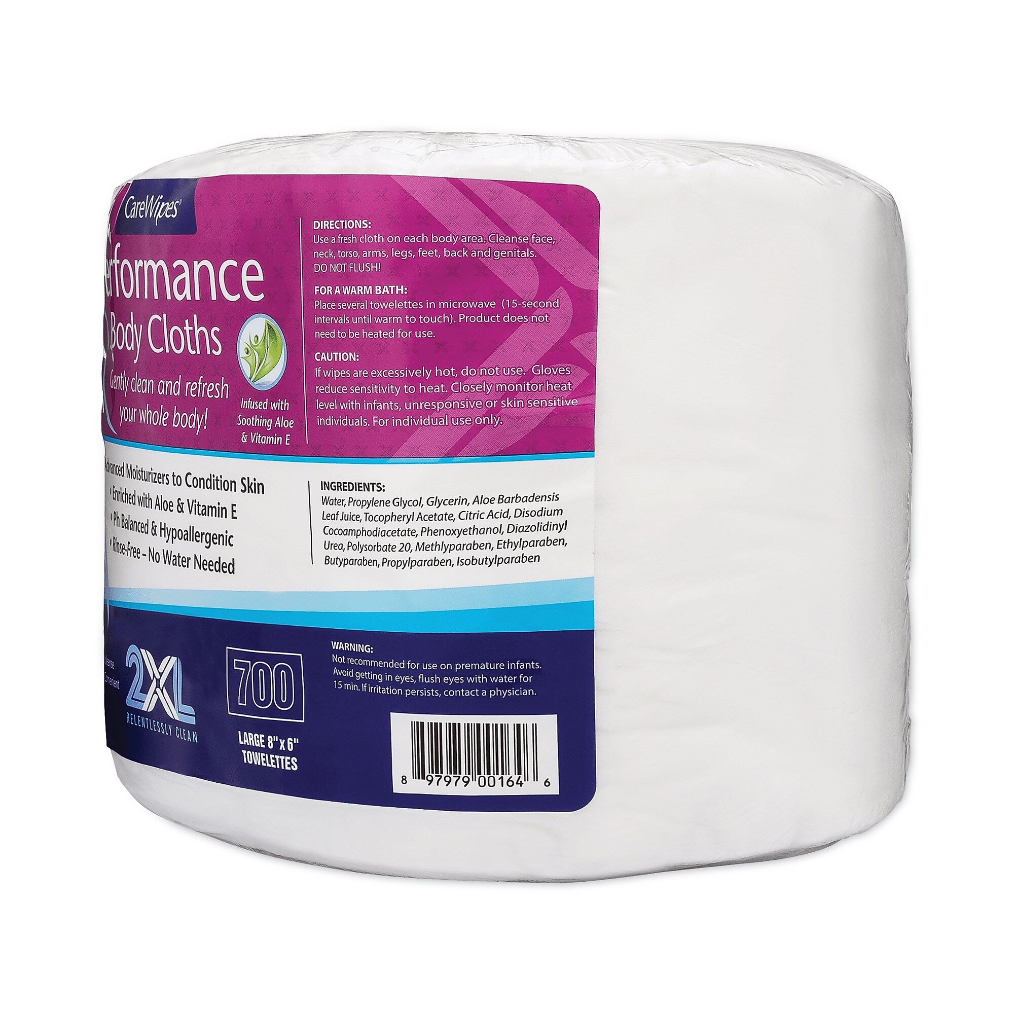 2XL Performance Body Cloths, 1-Ply, 6 x 8, Unscented, White, 700/Pack, 2 Packs/Carton (TXLL336)