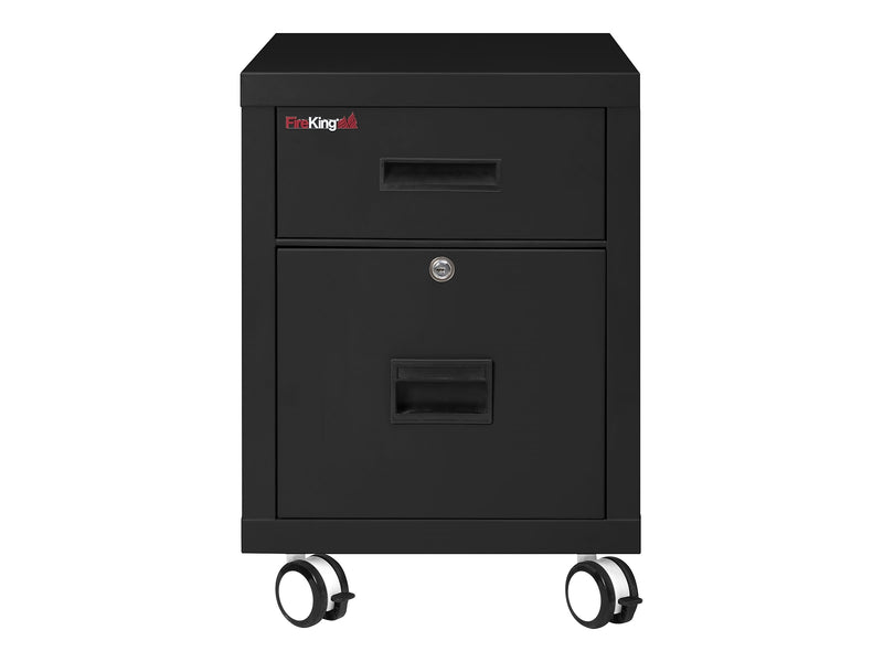 FireKing 2-Drawer Mobile Vertical File Cabinet, Letter/Legal Size, Lockable, Fire Resistant, Black (2M1822-1BL)