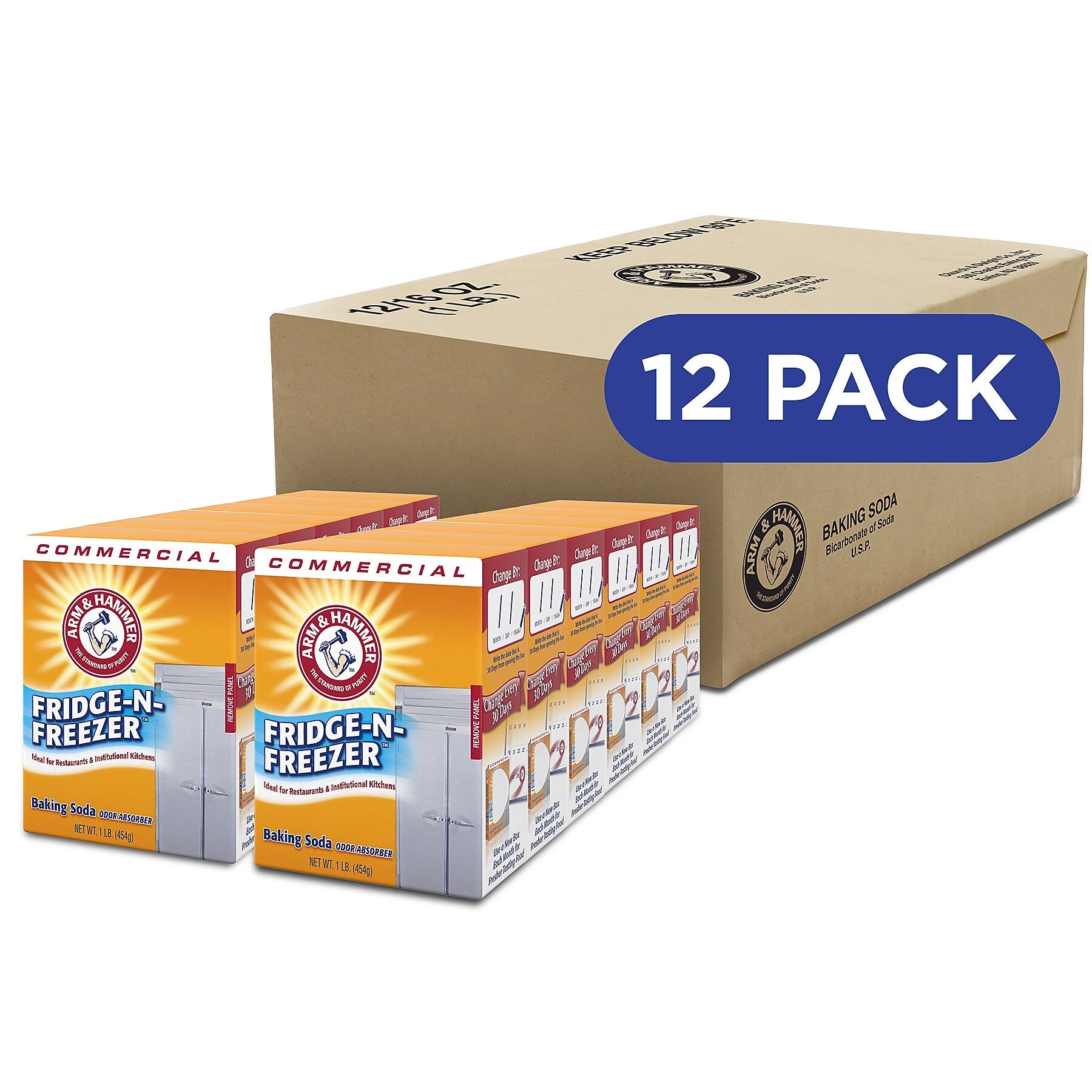 Arm & Hammer Fridge-n-Freezer Baking Soda, 1 lb., 12 Boxes/Carton (3320084011CT)