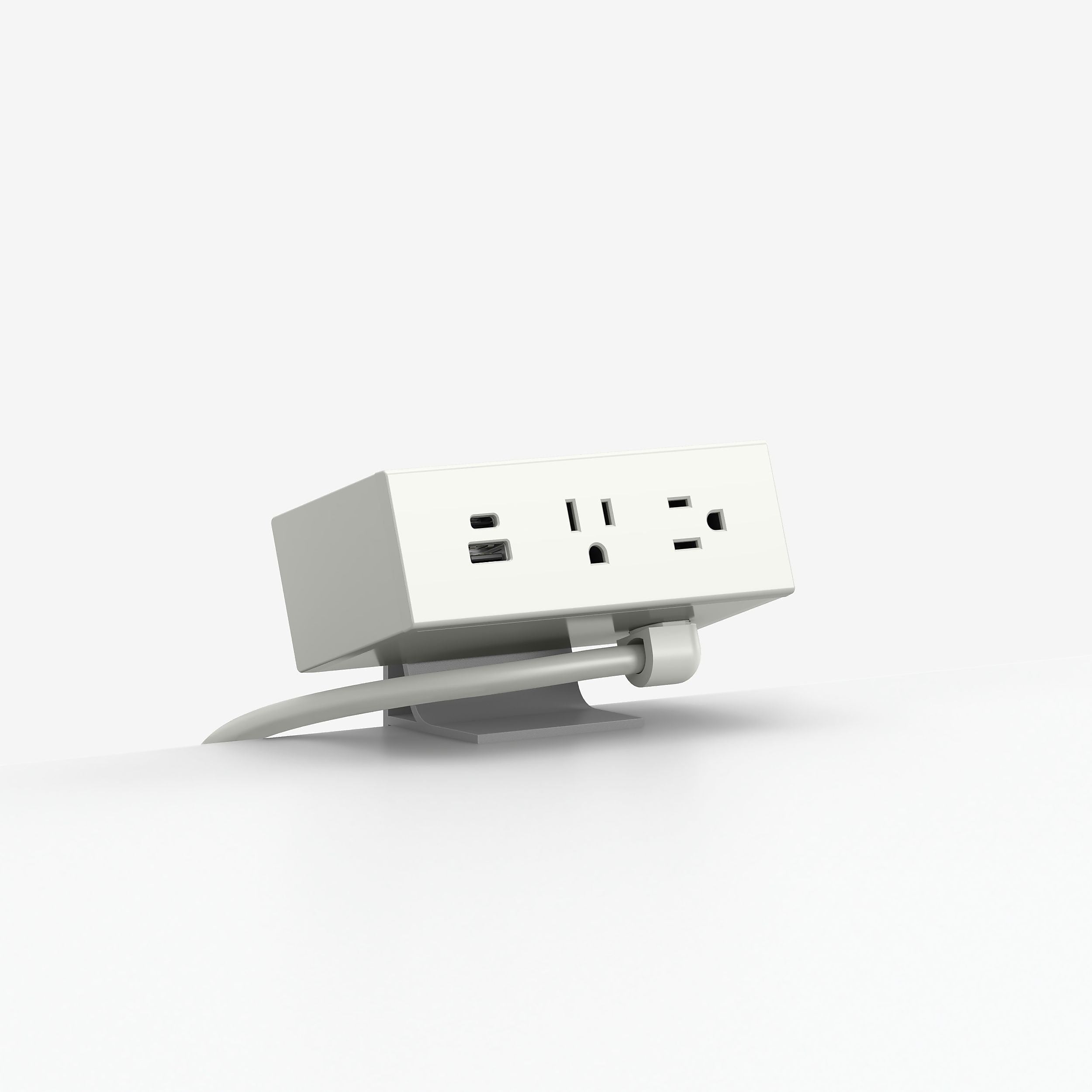 HON Dean Power Modules with Worksurface Clamp, USB A+C Ports, Straight Cord, Snow Paint
