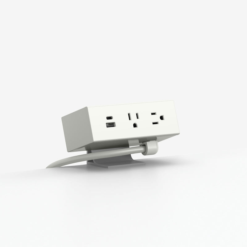 HON Dean Power Modules with Worksurface Clamp, USB A+C Ports, Straight Cord, Snow Paint