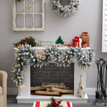Nearly Natural 9-ft Flocked Artificial Christmas Garland with 50 Warm White LED Lights (W1310)