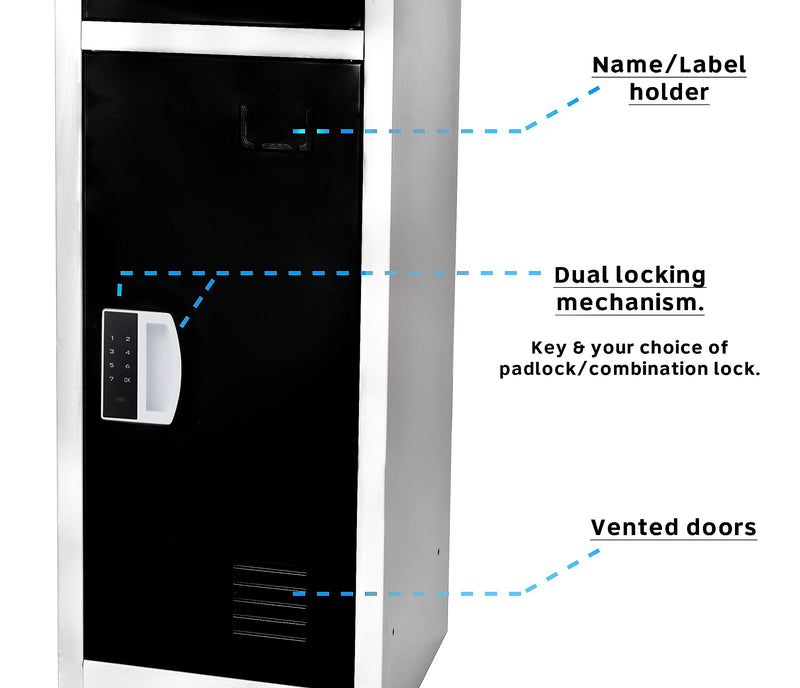 AdirOffice 72"H 3-Tier Black Storage Locker (ADI629-203-BLK-DL)