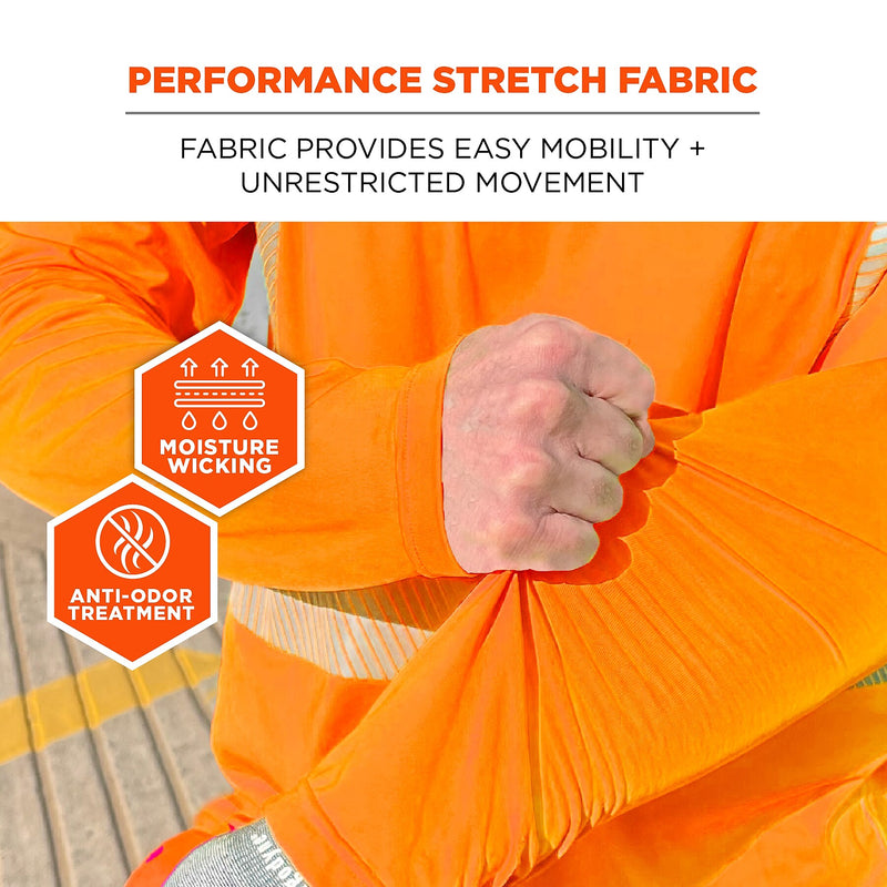 Chill-its 6688 High Visibility Long Sleeve T-Shirt, ANSI Class R2, Orange, Medium (12231)
