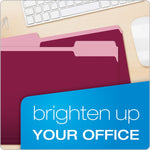 Pendaflex Recycled File Folder, 1/3-Cut Tab, Assorted, Letter Size, Burgundy, 100/Box (4210 1/3 BUR)