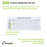 Champion Sports Plastic Bowling Pin Set, Red/White, 10/Set (CHSBP10)