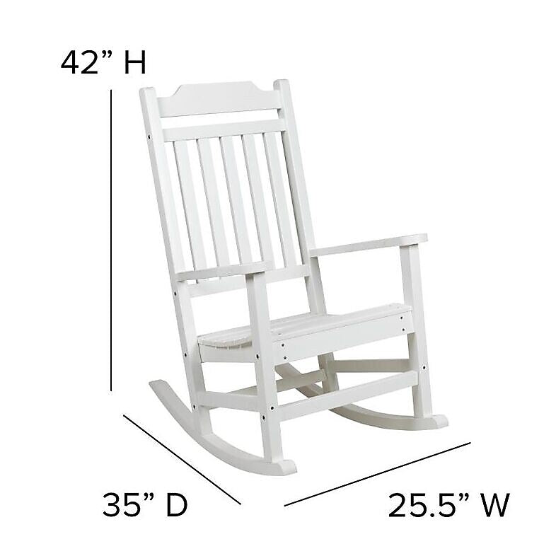 Flash Furniture Winston All-Weather Rocking Chair, White Faux Wood, 2/Pack (2JJC14703WH)