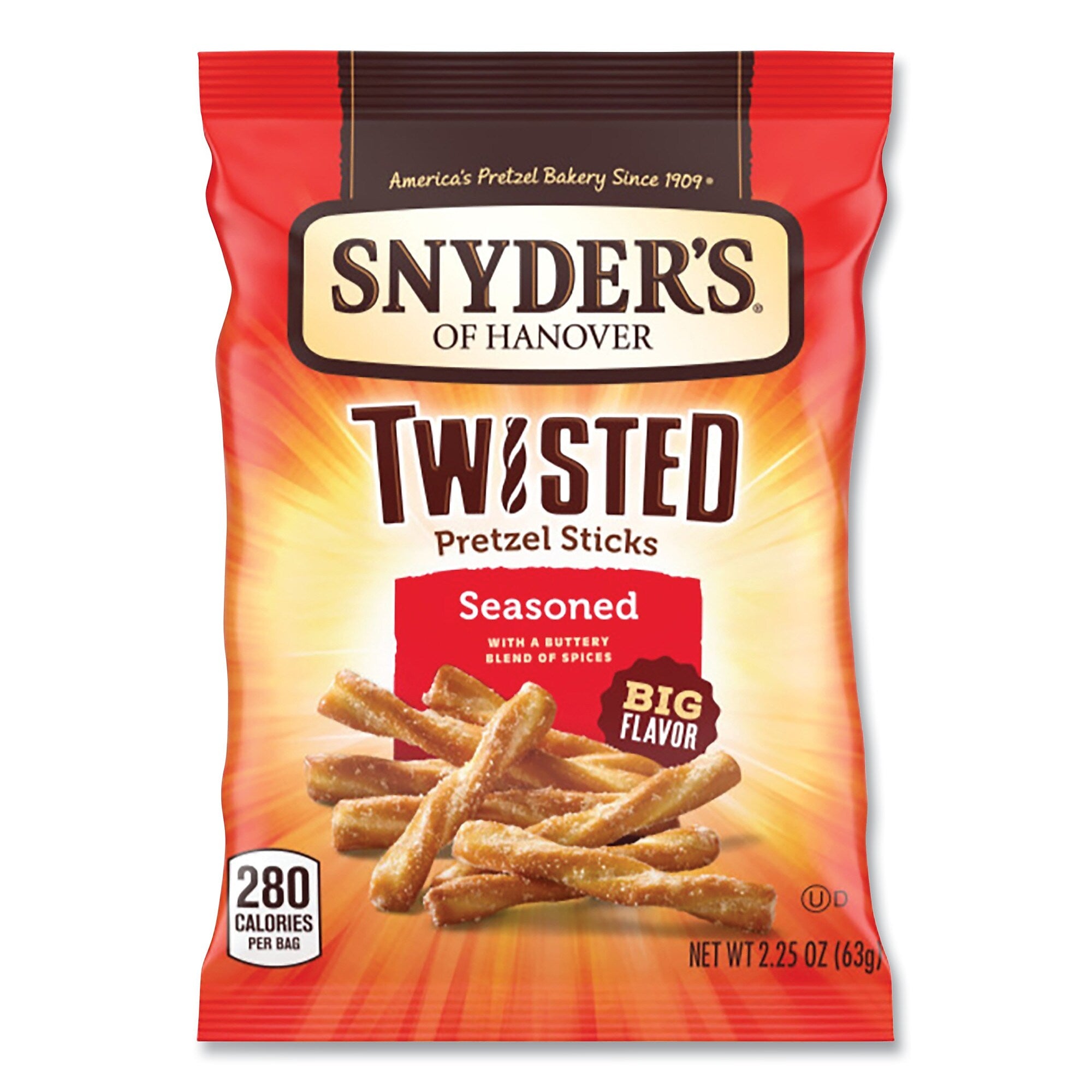 Snyder's Twisted Seasoned Pretzel Sticks, 2.25 oz. Bag, 36 Bags/Carton (OFX14750)