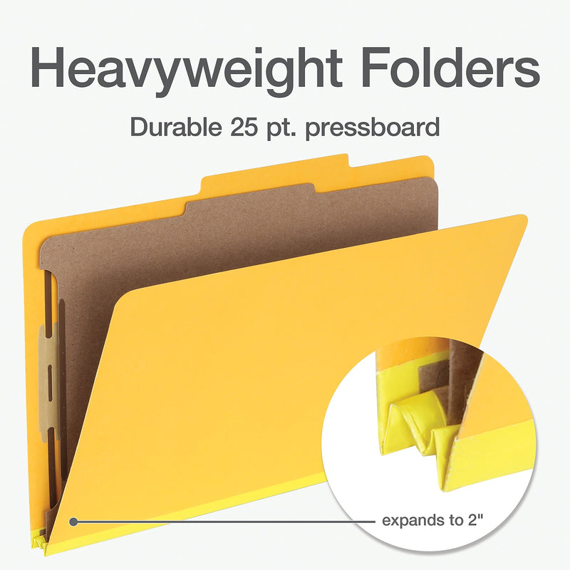 Pendaflex Heavy Duty Classification Folder, 1-Dividers, 2" Expansion, Legal Size, Yellow, 10/Box (1006947)