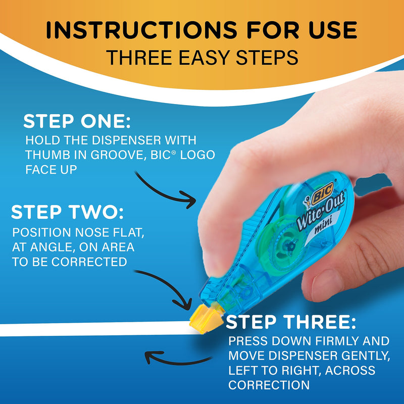 BIC Wite-Out Mini Correction Tape, White, 3/Pack (WOTMP31-WHI)