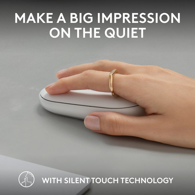Logitech Pebble 2 M350s Wireless Ambidextrous Optical Mouse, Tonal White (910-007022)