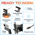 Delton HS7 Headset Stand with Under-Desk Holder and 3 USB-A Ports, Black (DHS3USB)