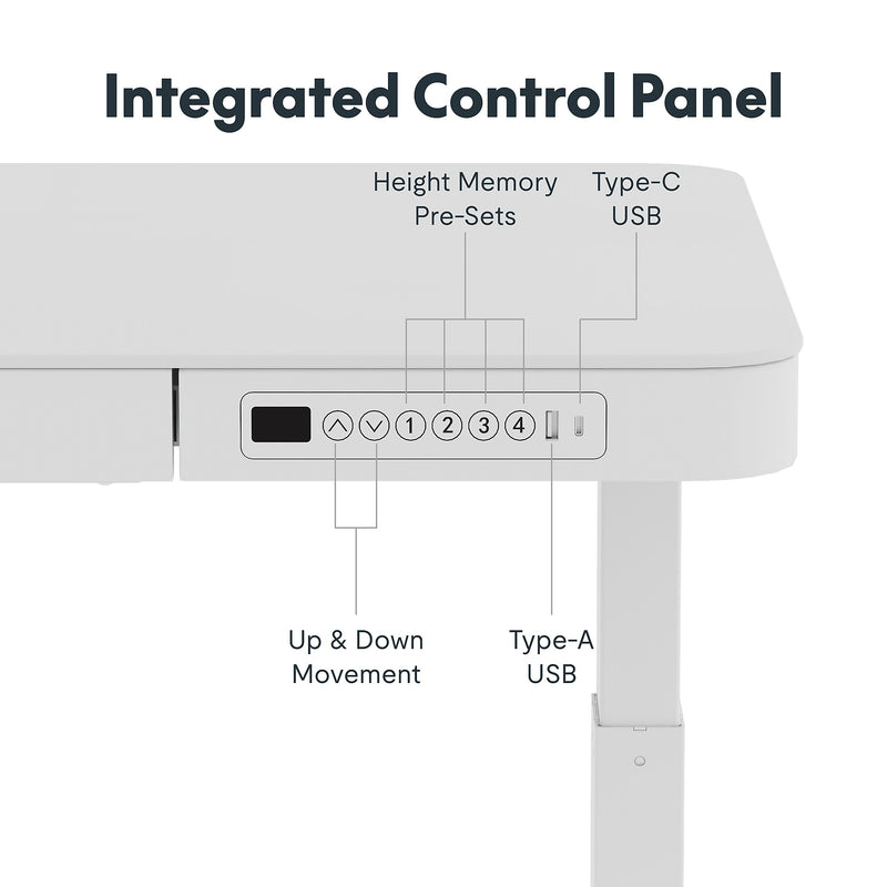 FlexiSpot EG9 48"W Electric Adjustable Glass Top Standing Desk, White (EG9W-E)