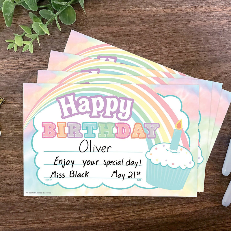 Teacher Created Resources Pastel Pop Happy Birthday Awards, 25/Pack, 6 Packs/Bundle (TCR8447-6)